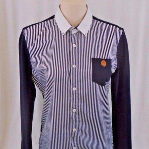 Women's Large M,D.Y  Blue Striped   Blouse